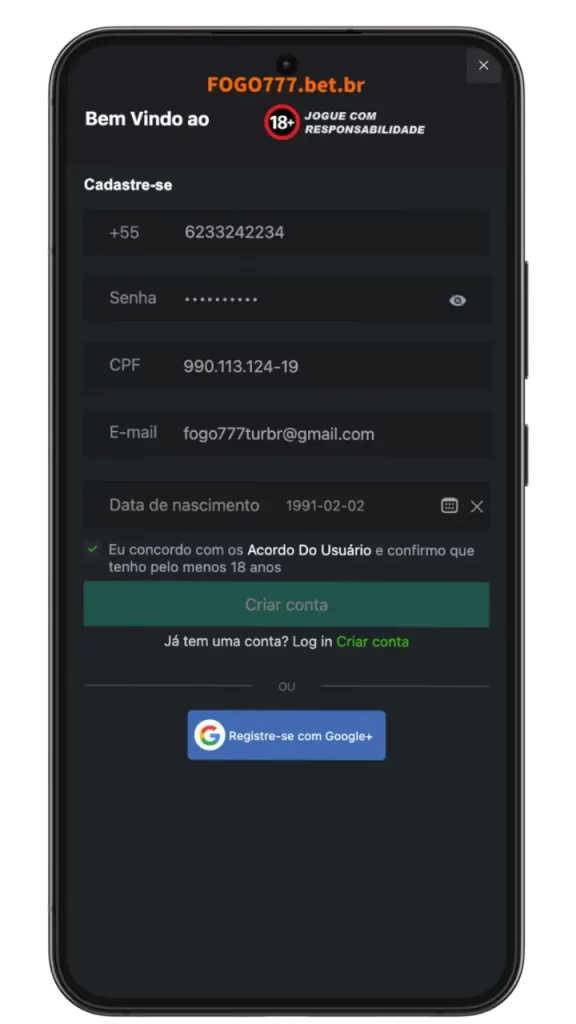 Fogo777 Registro